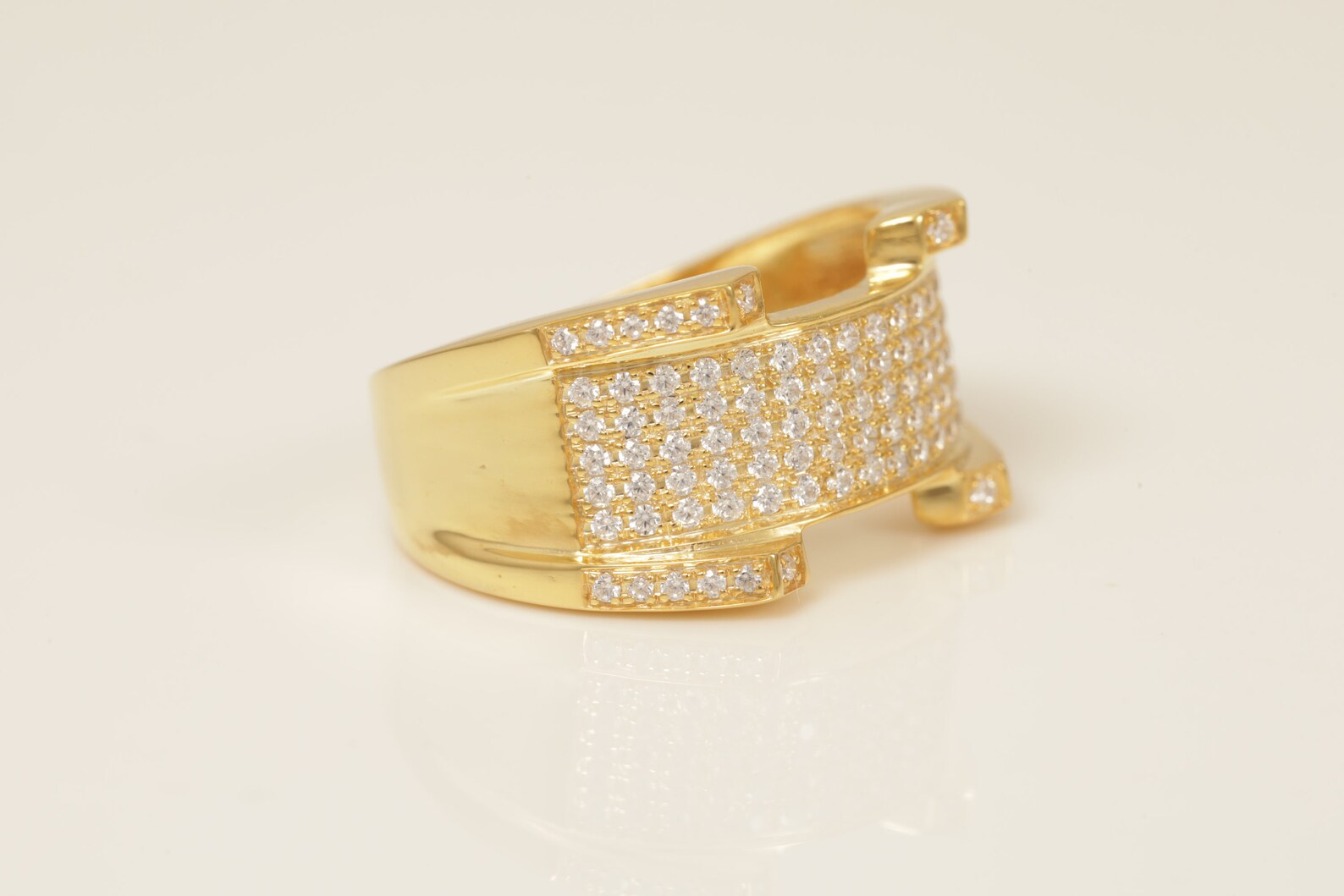 Diamond Cigar Band, Diamond Statement Ring, Unique Micro Pave Eternity Ring, Thick Wedding Band, Anniversary Band